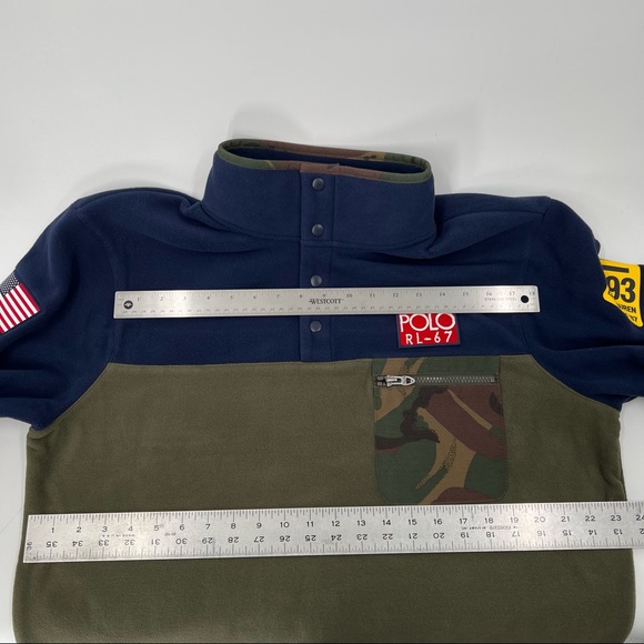 NWT Polo Men’s Large Ralph Lauren P-93 RLPC67 Camo Fleece Pullover Hi-Tech Olive - Picture 4 of 11